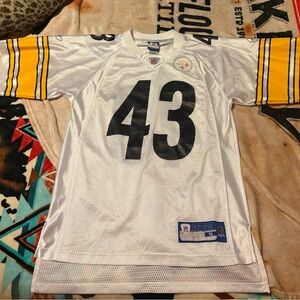 Pittsburgh Steelers Jersey Men’s Small White Reebok On Field Troy Polamalu NFL